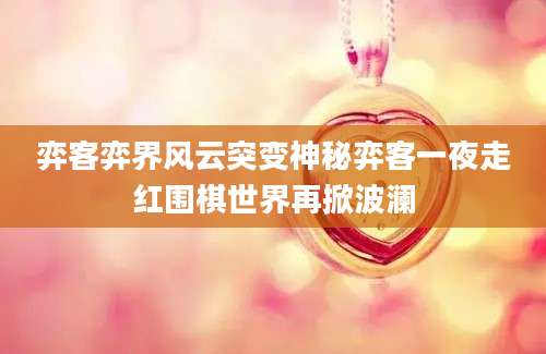 弈客弈界风云突变神秘弈客一夜走红围棋世界再掀波澜