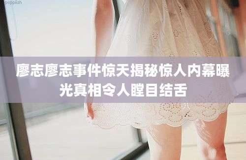 廖志廖志事件惊天揭秘惊人内幕曝光真相令人瞠目结舌