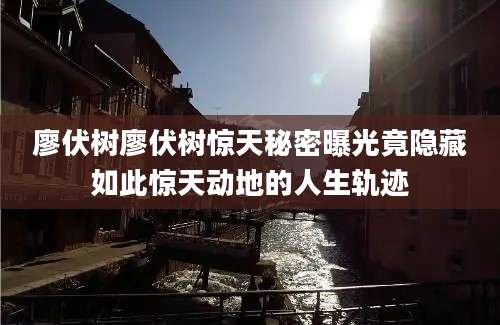廖伏树廖伏树惊天秘密曝光竟隐藏如此惊天动地的人生轨迹