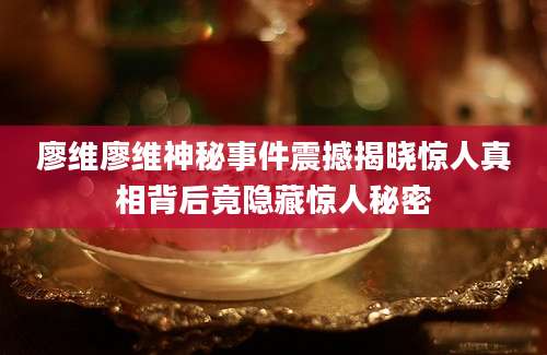 廖维廖维神秘事件震撼揭晓惊人真相背后竟隐藏惊人秘密