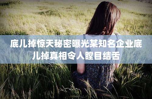 底儿掉惊天秘密曝光某知名企业底儿掉真相令人瞠目结舌