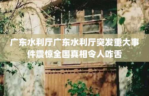 广东水利厅广东水利厅突发重大事件震惊全国真相令人咋舌