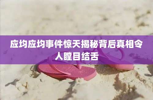 应均应均事件惊天揭秘背后真相令人瞠目结舌