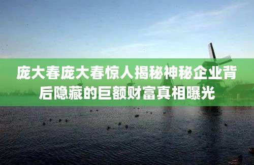 庞大春庞大春惊人揭秘神秘企业背后隐藏的巨额财富真相曝光