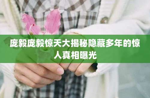 庞毅庞毅惊天大揭秘隐藏多年的惊人真相曝光