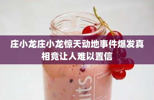 庄小龙庄小龙惊天动地事件爆发真相竟让人难以置信