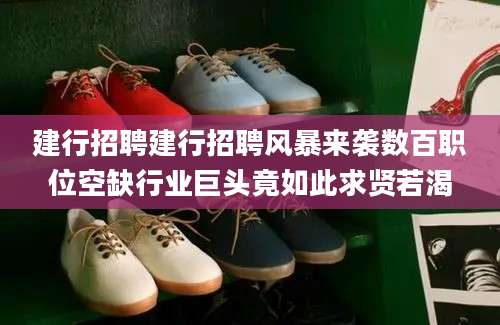 建行招聘建行招聘风暴来袭数百职位空缺行业巨头竟如此求贤若渴