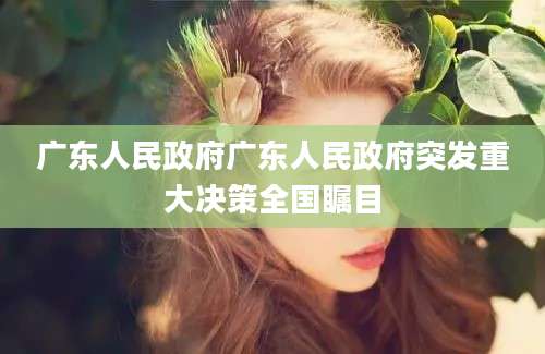 广东人民政府广东人民政府突发重大决策全国瞩目
