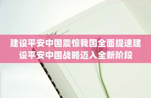 建设平安中国震惊我国全面提速建设平安中国战略迈入全新阶段