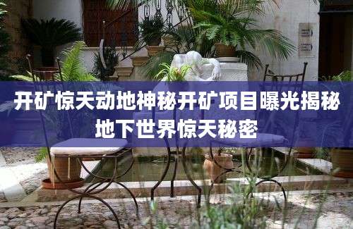 开矿惊天动地神秘开矿项目曝光揭秘地下世界惊天秘密
