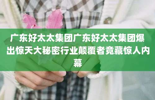 广东好太太集团广东好太太集团爆出惊天大秘密行业颠覆者竟藏惊人内幕