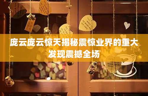 庞云庞云惊天揭秘震惊业界的重大发现震撼全场