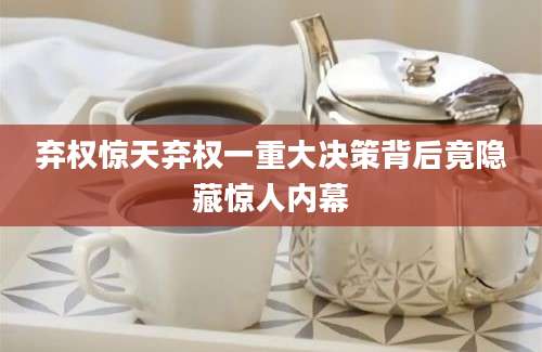 弃权惊天弃权一重大决策背后竟隐藏惊人内幕