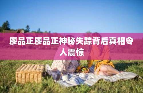 廖品正廖品正神秘失踪背后真相令人震惊