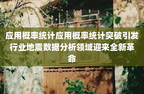 应用概率统计应用概率统计突破引发行业地震数据分析领域迎来全新革命